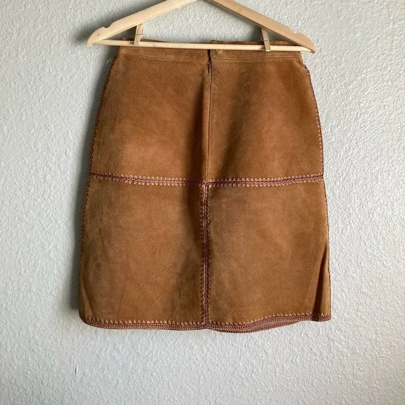 Vtg leather patchwork skirt - Picture 7 of 8